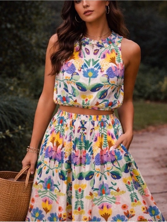 Philosophy Dresses & Skirts - Philosophy Floral Two-Piece Crop Top & Skirt Set - Multi